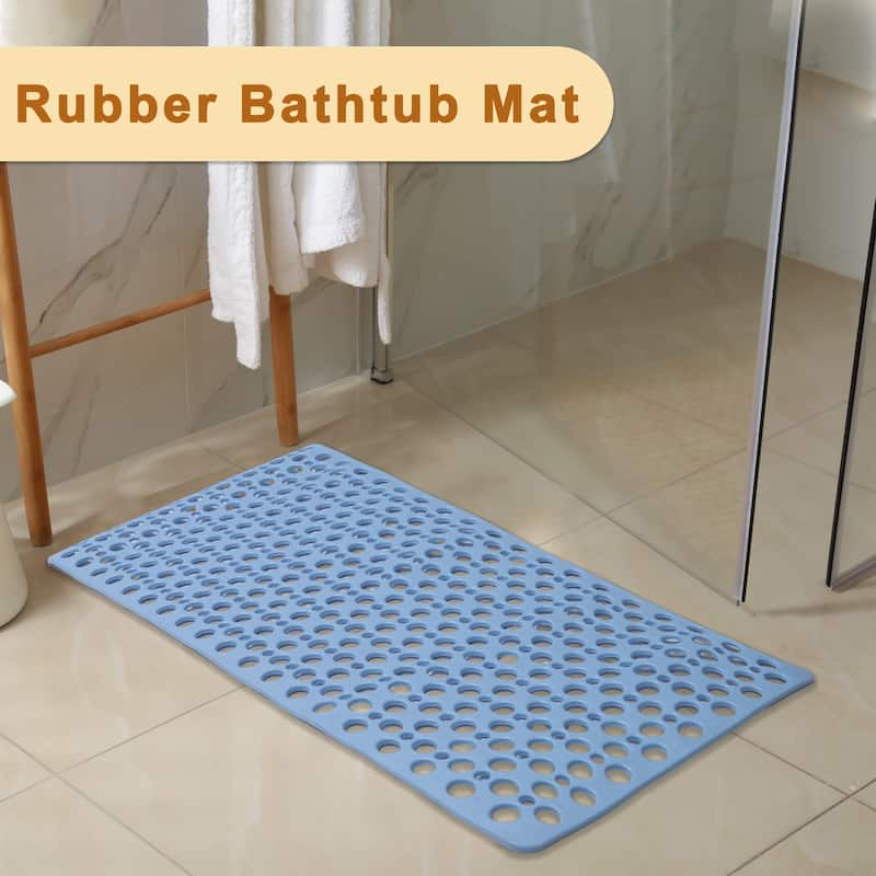 Nonslip Bathtub Mat, Bathtub Shower Mat, Bath Mat with Drain Hole and Suction Cups