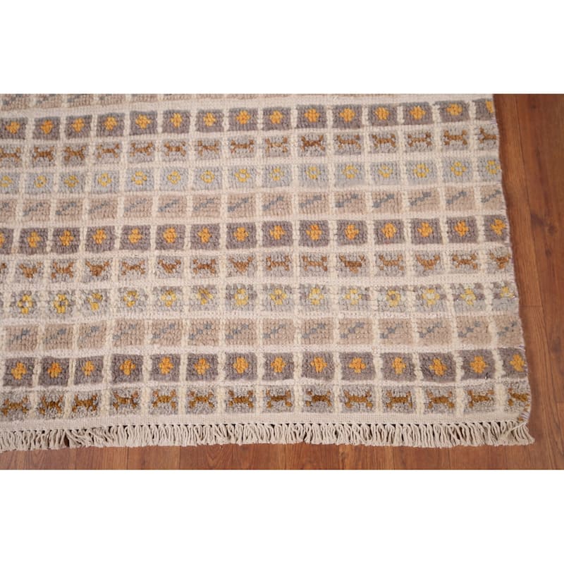 All-Over Checkered Moroccan Area Rug Handmade Wool Carpet - 4'11"x 7'6"