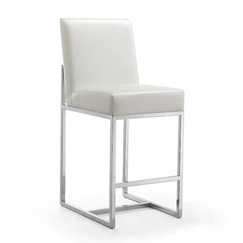 Manhattan Comfort Element 37.2 in. Chrome Stainless Steel Counter Height Bar Stool (Set of 3)