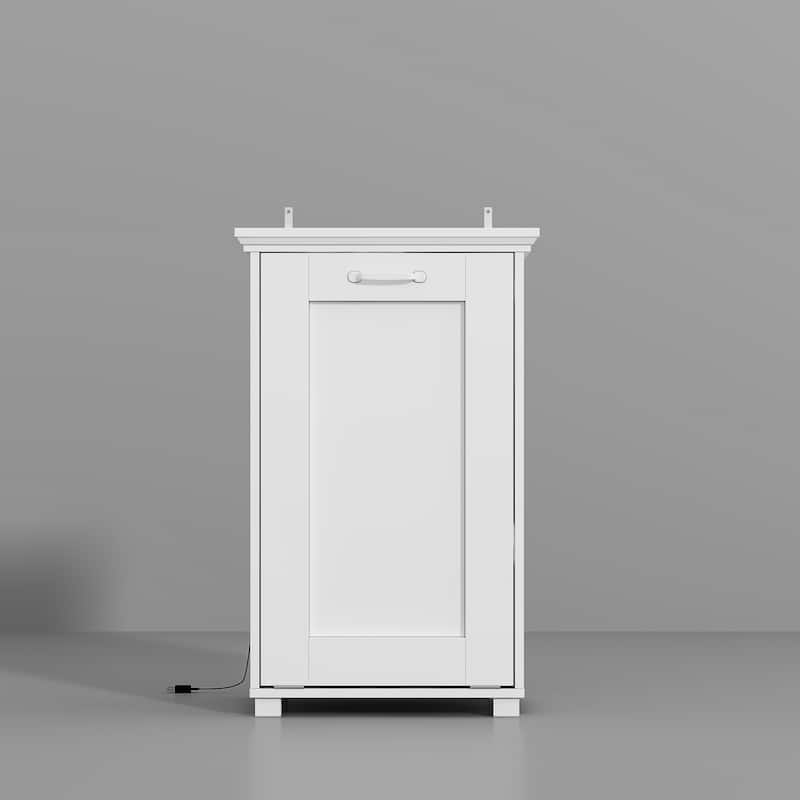 Ozone Deodorizing Tilt-Out Wooden Trash Cabinet with Hidden Bin – Odor Removal Waste Bin Cabinet for Kitchen and Laundry Room