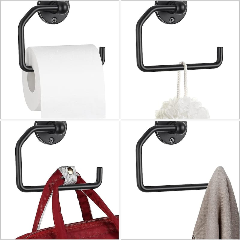 3 PCS Bathroom Hardware Set Towel Rings and Toilet Paper Holder with Screws