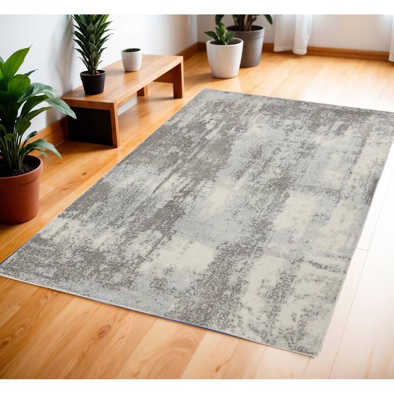HomeRootsAbstract Modern Rectangle Area Rug - 72' X '48' X '0.5 - 72' X '48' X '0.5 - Light Blue/Ivory/Gray