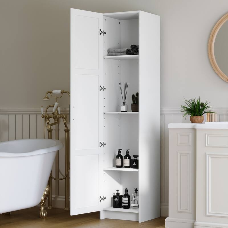 70.87" Tall Narrow Storage Bathroom Cabinet with 3 Adjustable Shelves