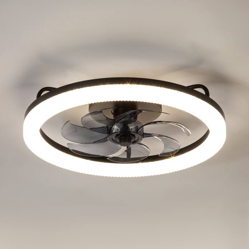 20 in. Black Integrated LED Color Changing Flush Mount With Frosted Acrylic Shade and Remote