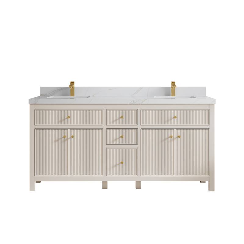Willow Collections 72 in W x 22 in D Sonoma Free Standing Reeded Double Sink Bathroom Vanity with Countertop
