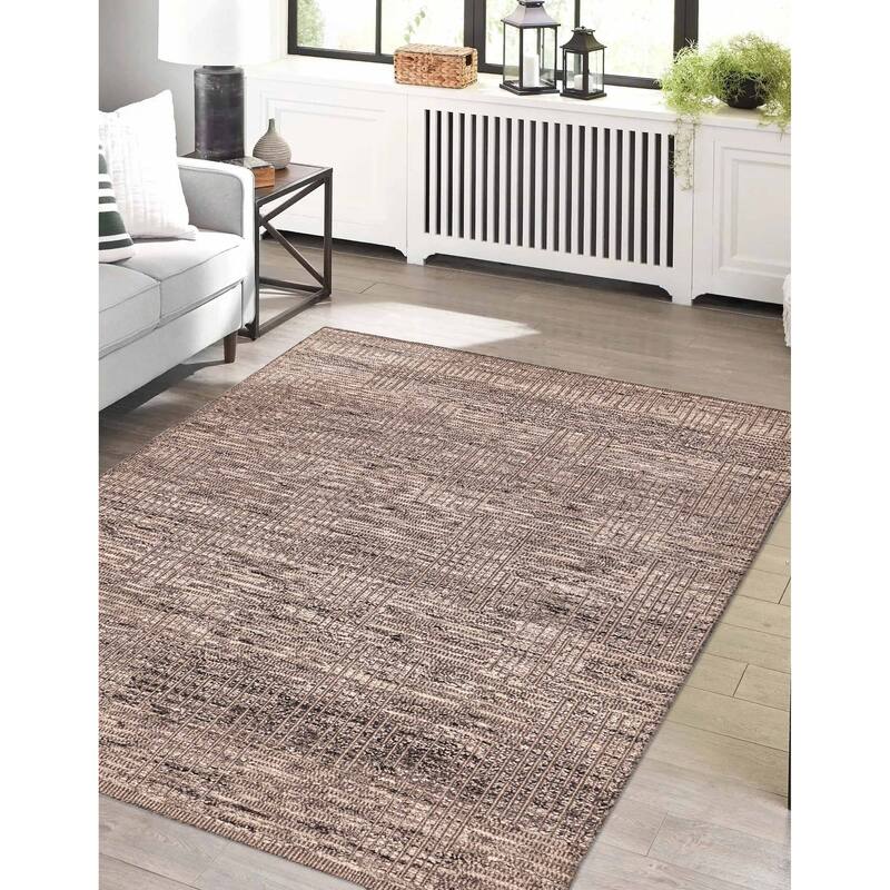 ECARPETGALLERY Hand-knotted Tangier Taupe Wool Rug - 5'5 x 7'9
