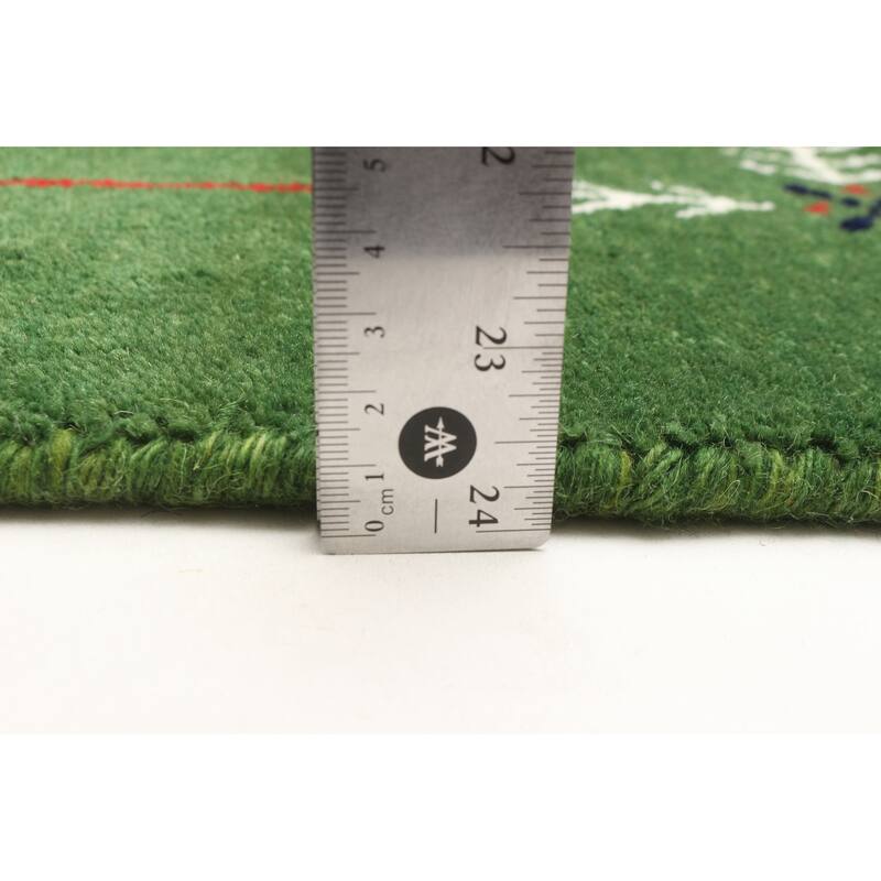 ECARPETGALLERY Hand Loomed Kashkuli Gabbeh Green Wool Rug - 3'1 x 5'0