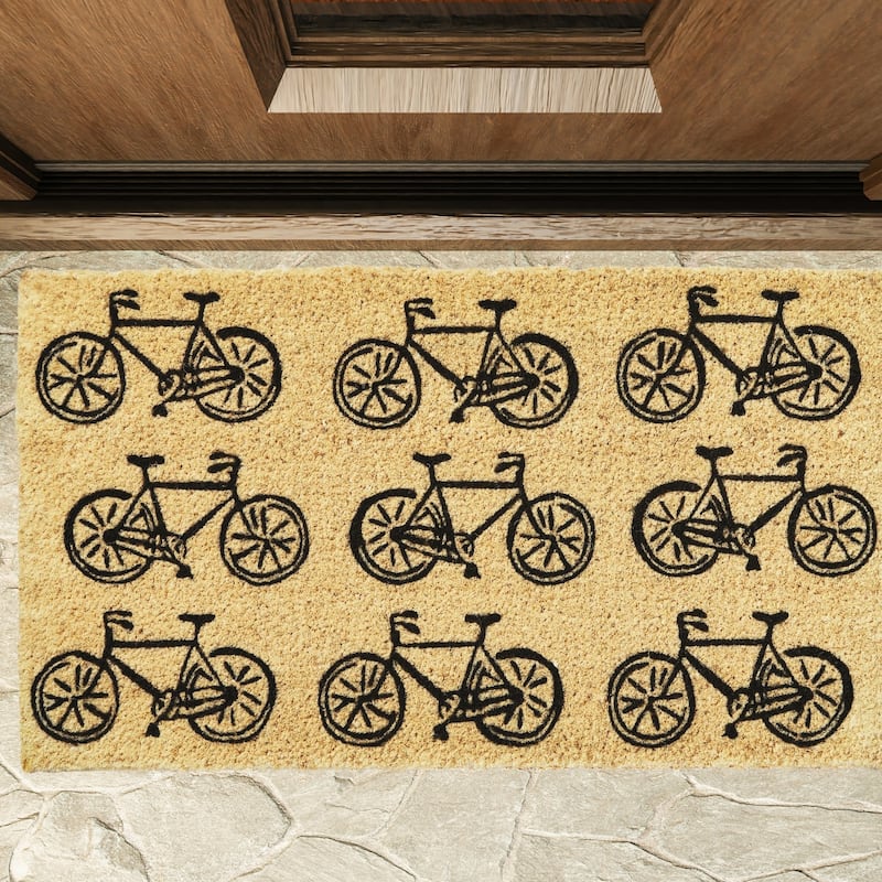 1'6" x 2'6" Bikes Coir Mat Rectangle Indoor and Outdoor Coir Door Welcome Mat