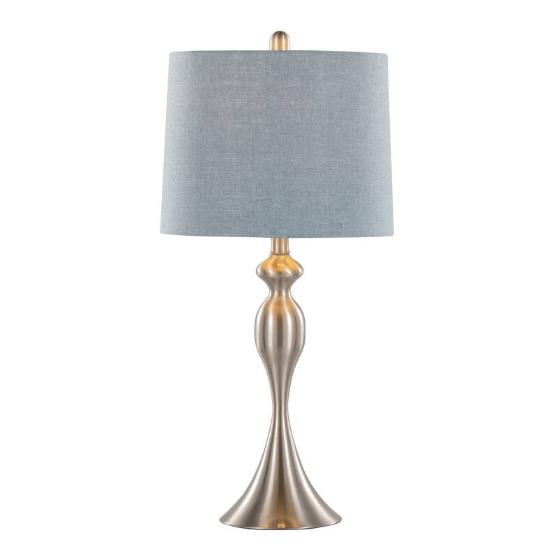 Ashland 27" Contemporary Metal Table Lamp in Brushed Nickel with Light Blue Linen Shade from Grandview Gallery by - Set of 2