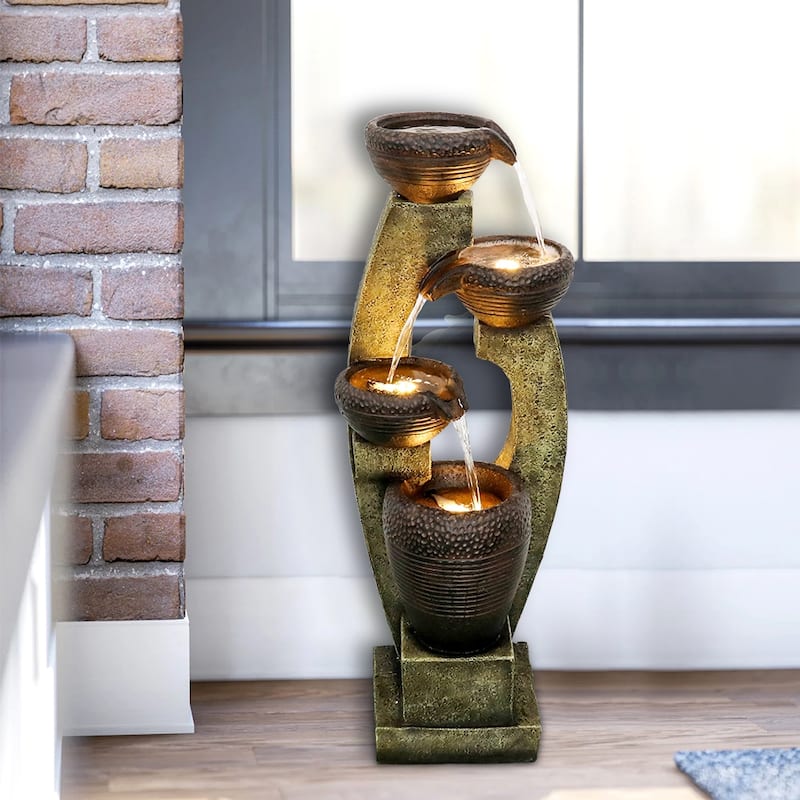 40-inch H Modern Outdoor Fountain - Outdoor Garden Fountain for Patio