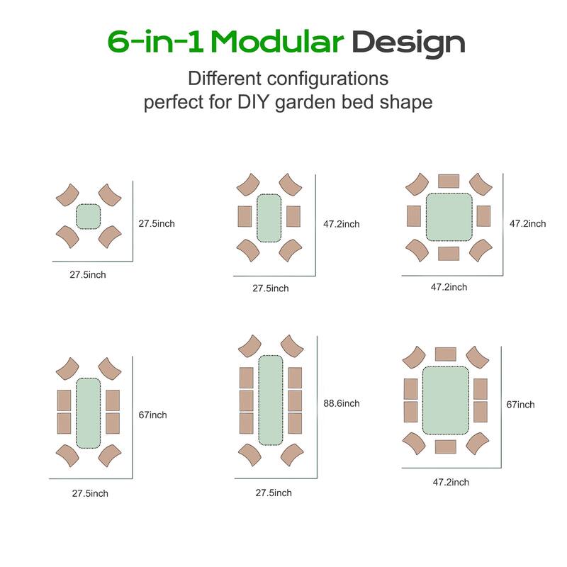Aoodor 6-in-1 Modular Aluzinc Metal Raised Garden Bed Kit