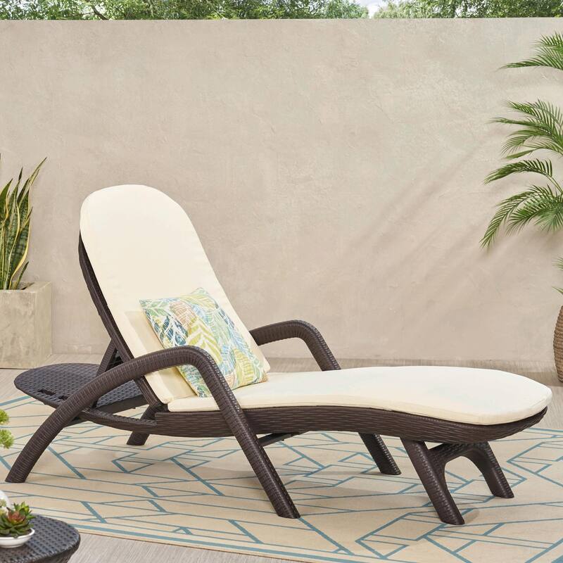 rgonomic Outdoor Chair with Wicker Texture - Durable, Comfortable Cushion, Stable Design - Beige