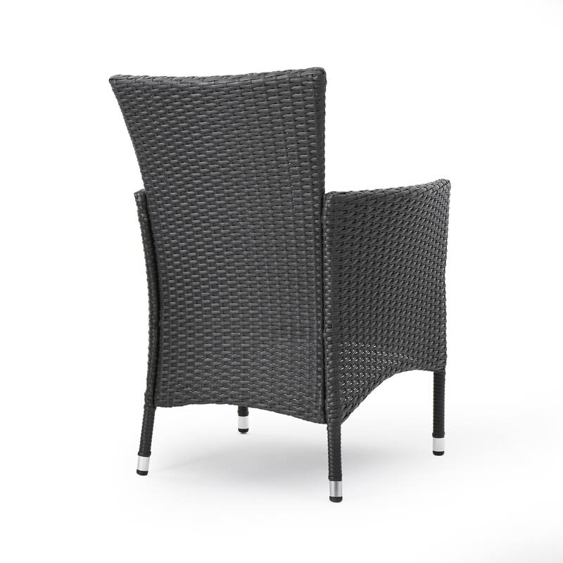 Gray/Beige Rattan Upholstered Metal Frame Dining Chair, Set of 2, Sturdy Dining Chair for Dining Rooms - 22.75
