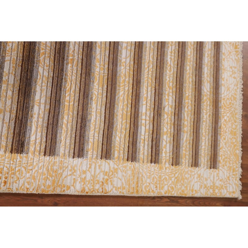 Striped / Abstract Oriental Accent Rug Handmade Wool Carpet - 2'9"x 4'9"