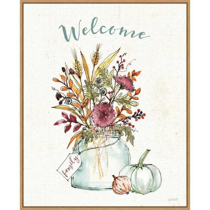 Festive Foliage III Welcome by Anne Tavoletti Canvas Art Framed - 23 x 28 in