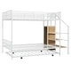 preview thumbnail 8 of 12, White Twin over Full Size Metal Bunk Bed with Trundle and Lateral Storage Ladder and Wardrobe