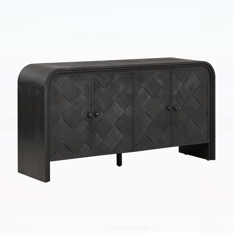 Contemporary Sideboard Cabinet with Woven Wood Slat Doors,for Hallways,Living Rooms,Studies,and Corridors