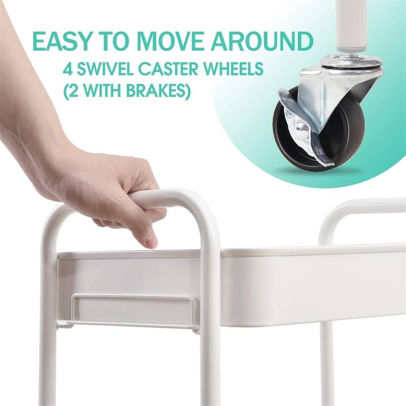 3-Tier Rolling Cart - 12"D x 17.3"W x 31.1"H