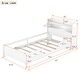 preview thumbnail 4 of 10, Twin Size Wood Platform Bed with LED Light and Storage Headboard, White