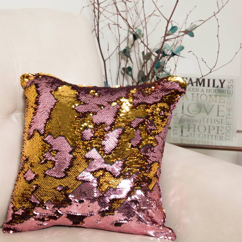 Violet Linen Bally Decorative Mermaid Reversible Sequin Decorative Cushion Cover