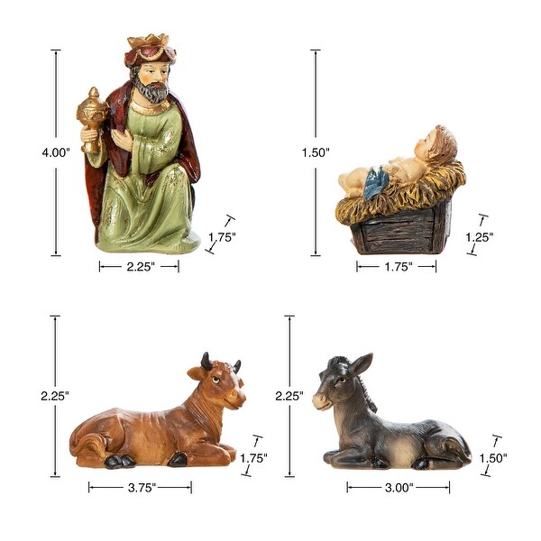Glitzhome 11 Piece Multi-Colored Resin Nativity Figurine Set