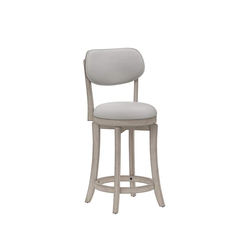 Hillsdale Sloan Wood Upholstered Swivel Counter Stool - 38.25H x 20W x 17.5D; Seat Height: 25.5H - Single - Aged Gray and Fog - Counter Height