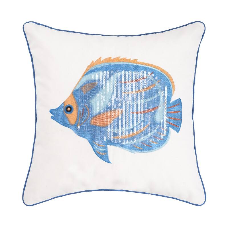 16" x 16" Galapagos Fish Sequined Throw Pillow