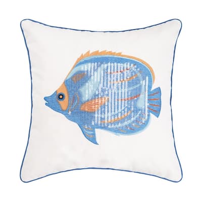 16" x 16" Galapagos Fish Sequined Throw Pillow