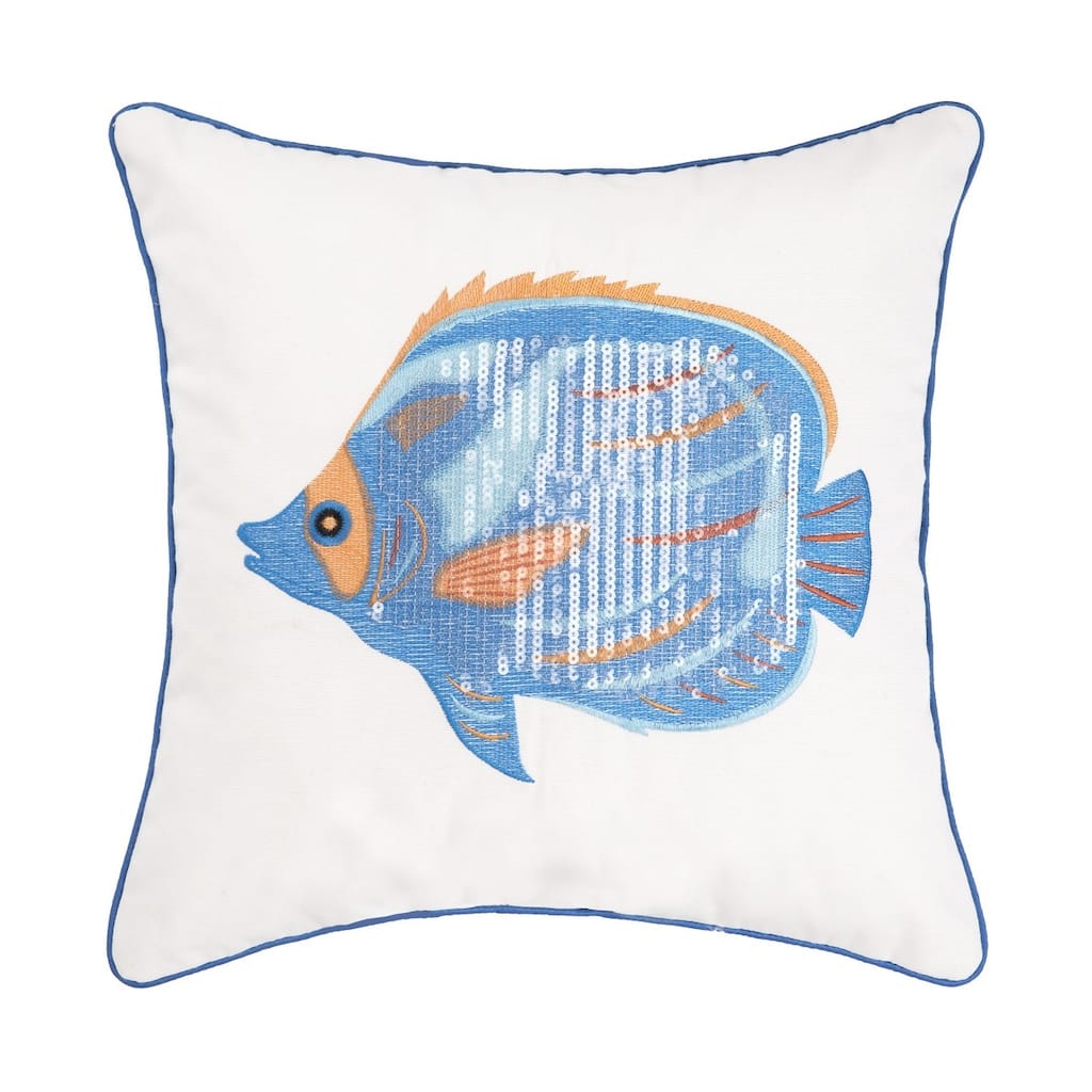 16" x 16" Galapagos Fish Sequined Throw Pillow