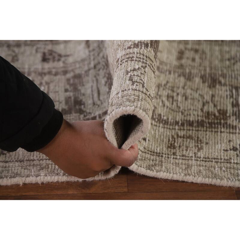 Hand Knotted Oriental 100% Wool Carpet Traditional Floral Beige & Ivories Tabriz Area Rug - 10' 9'' X 7' 8''