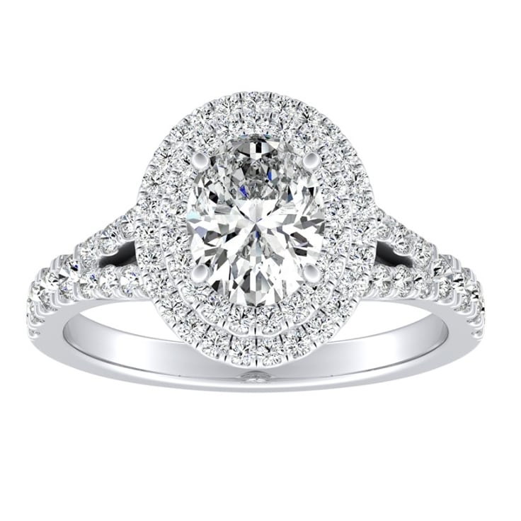 Auriya Platinum 1 1/2ctw Oval Shape Halo Diamond Engagement Ring