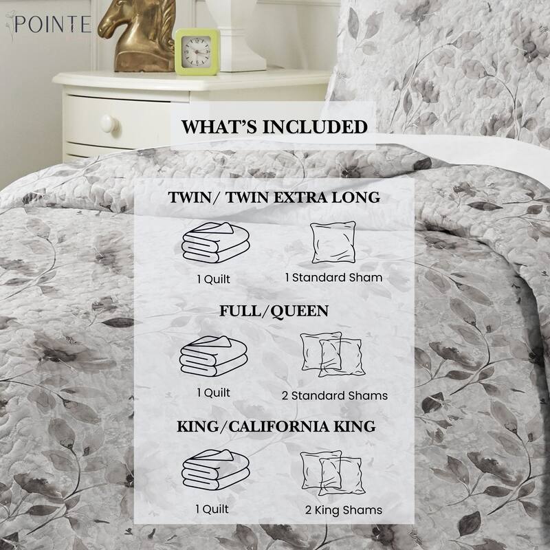 Pointehaven Percale Cotton Oversized Printed Scroll Design Quilt Set