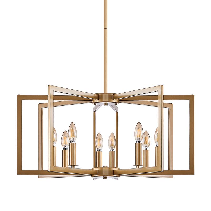 27" Modern Black Geometric 8-Light Chandelier-Industrial Metal Pendant Light Fixture