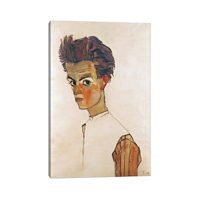 iCanvas "Self-Portrait with Striped Shirt" by Egon Schiele Canvas Print