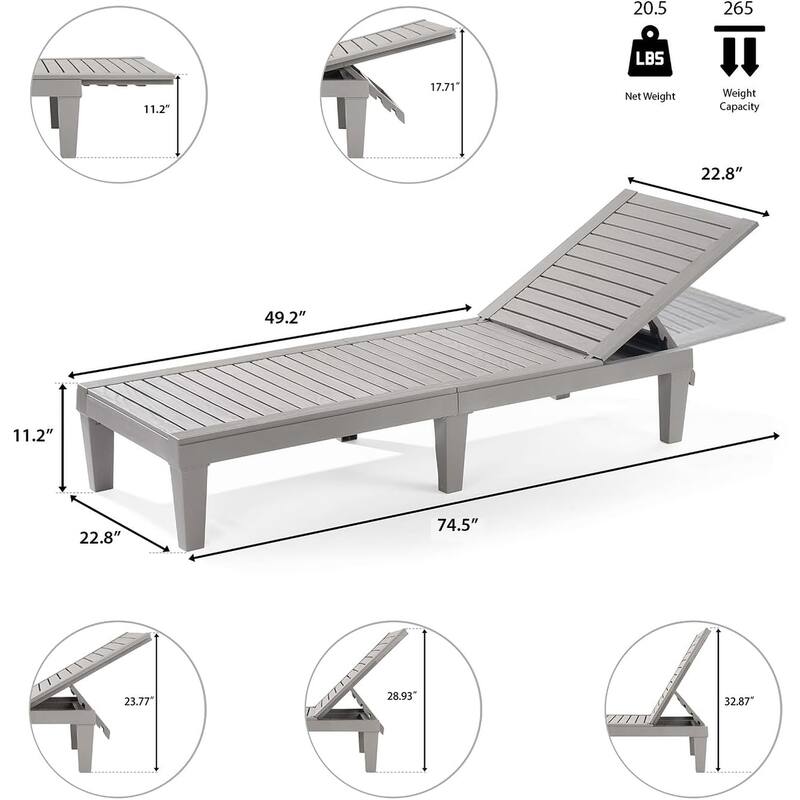 2 Sets Outdoor Patio Recliner Chaise Lounge Chair with Waterproof UV Resistant