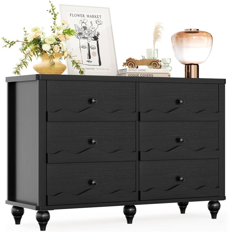 Modern 6-Drawer Dresser Closet Organizer, 43-In Chest of Drawers TV Stand