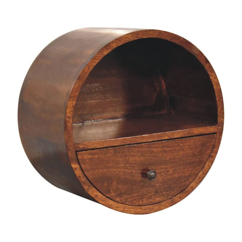 Solid Wood Floating Circle Chestnut Bedside