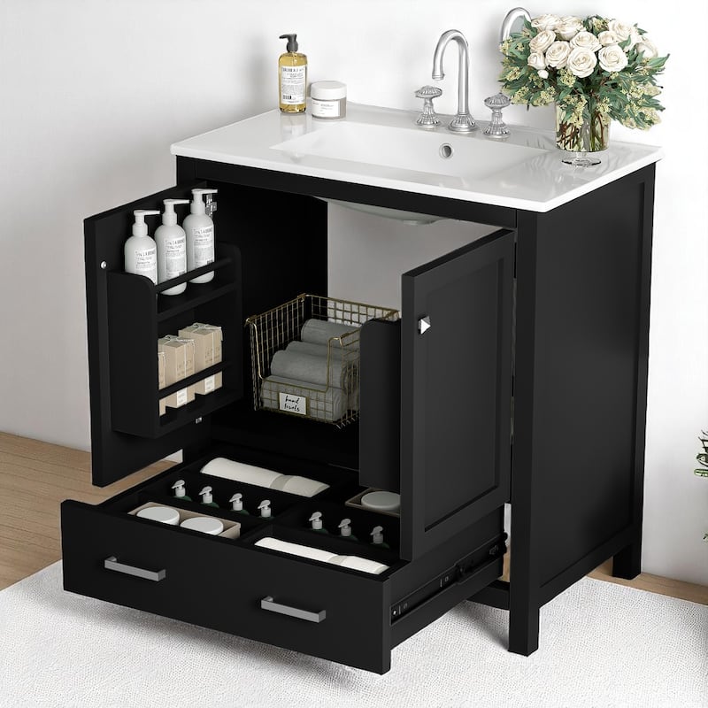 30 Inch Freestanding Bathroom Vanity with Sink Combo, Storage Cabinet with Soft Close Doors and Drawer, Modern Design