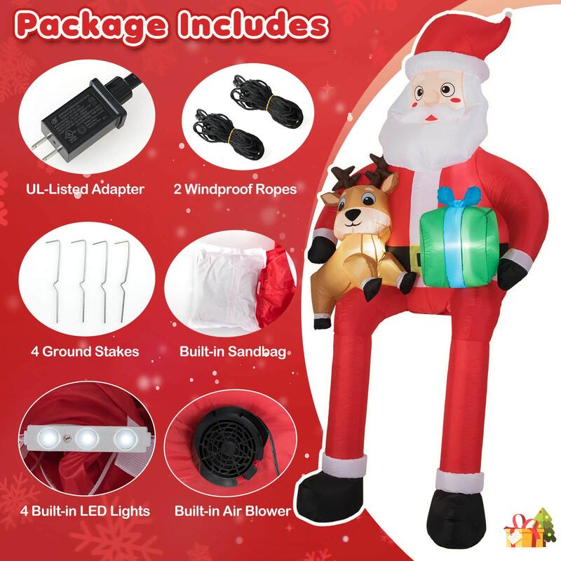 Costway 9.5 FT Christmas Inflatable Santa Decoration with Built-in LED - See Details