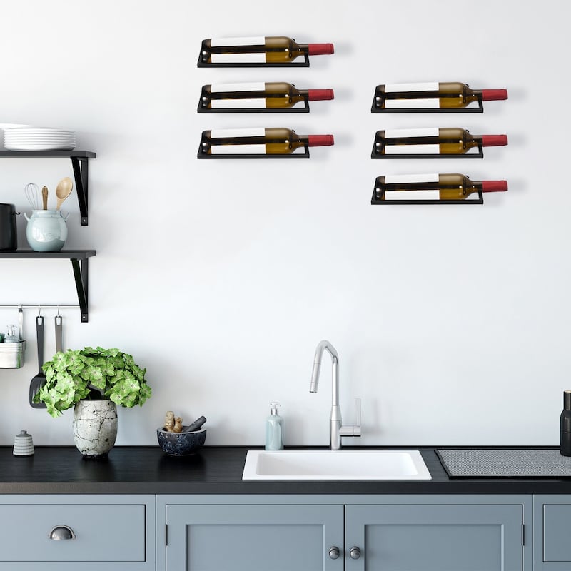 6Pcs Wine Rack Wall Mounted Wall Wine Bottle Holder Display Iron Stand
