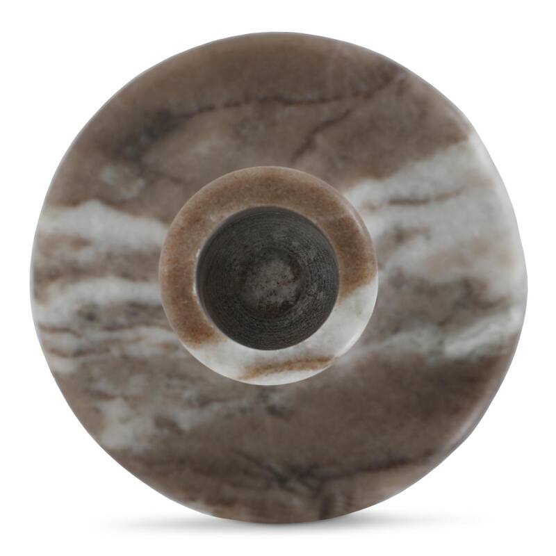 NADAAL STUDIOS Ira, Tall Candle Holder Solid Marble, Black Vein