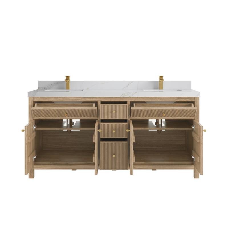 Willow Collections 72 in. W x 22 in. D Sonoma Teak Double Sink Bathroom Vanity with Countertop