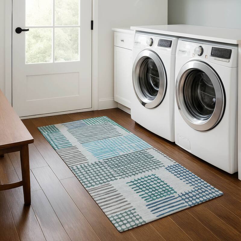 Premium Washable Super Soft Casual Modern Mayfield Rug - Aqua - 2'3" x 7'6"