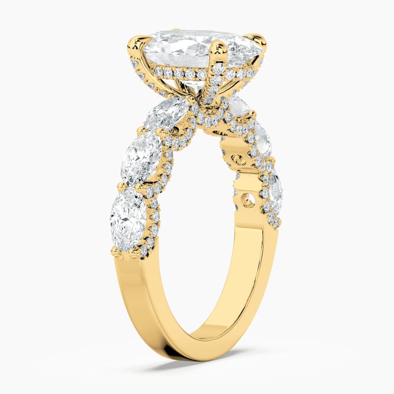 Auriya 14kt Yellow Gold Lab Grown Oval Diamond Engagement Ring with East-West Oval Crescent (F-G, VS)