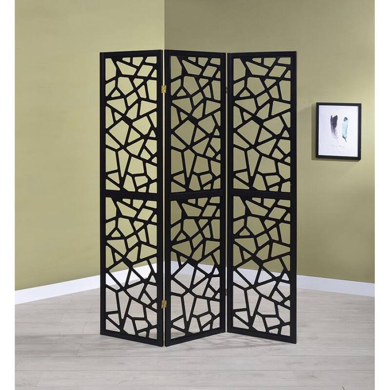 3 Panel Intricate Mosaic Screen in Black