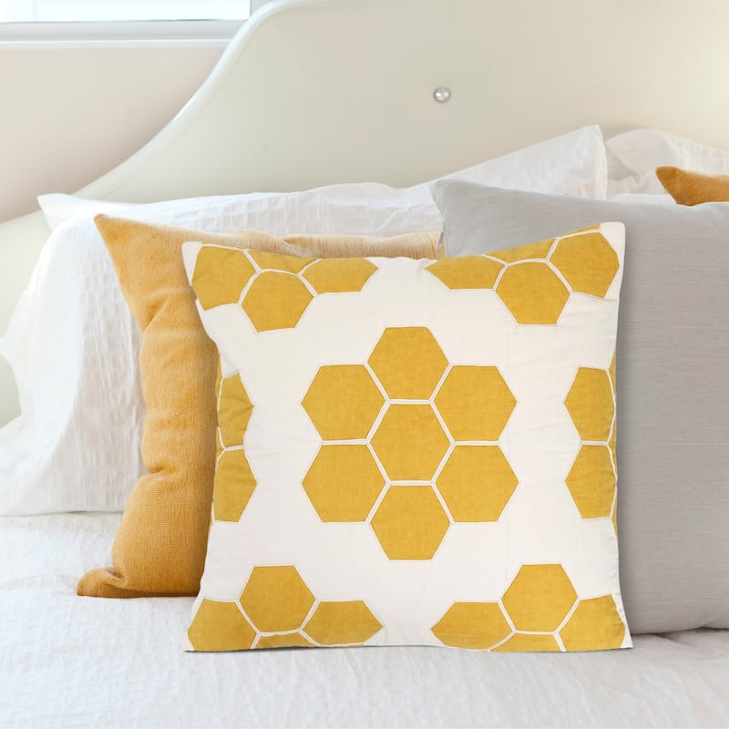 Quilted Cotton Pillow with Honeycomb Pattern