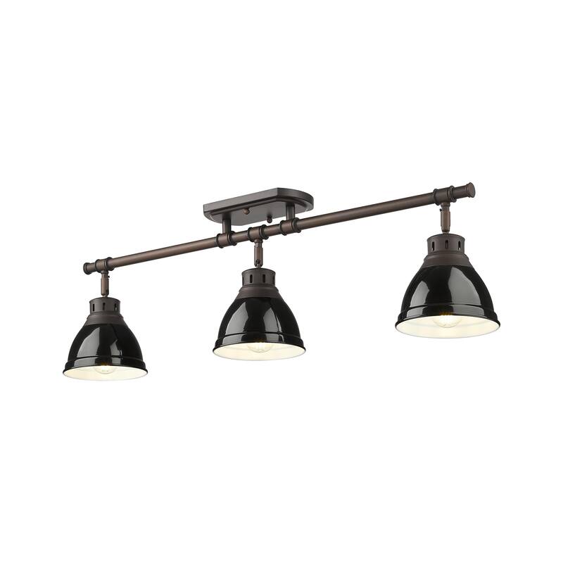 Yep by Golden Lighting Duncan 3-light Semi-Flush Mount in Rubbed Bronze and Black shade - Rubbed Bronze - 3-Light Semi-flush