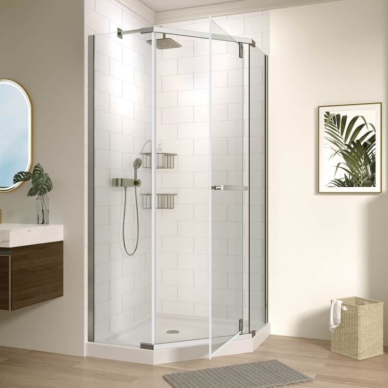 34.75'' W x 72'' H Semi-Frameless Neo-Angle Pivot Shower Door - 34.75" X 34.75" X 72"