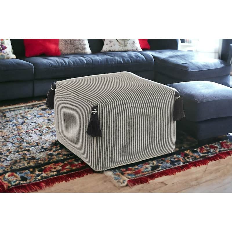 HomeRoots 18" Gray 100% Cotton Ottoman