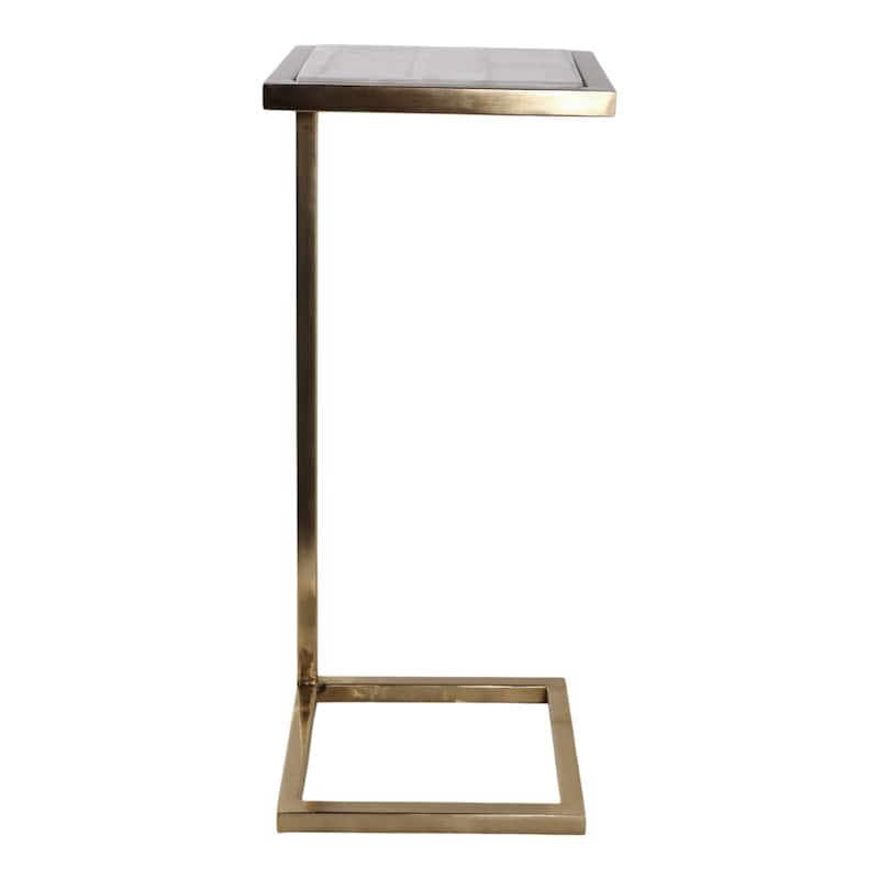 Metal Side Table Square Top Narrow C-Frame Accent - White - 24.0"